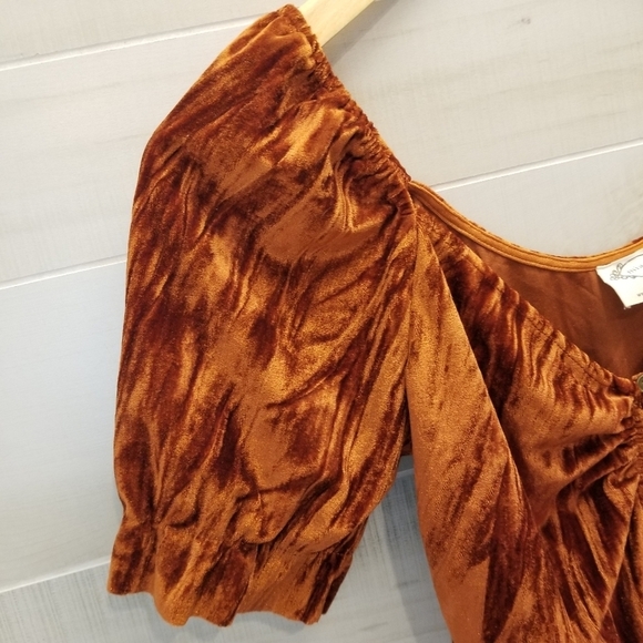 {S} Mia Joy Burnt Orange Velvet-y Bodysuit  Pumpkin Spice Fall Autumn - Picture 5 of 10